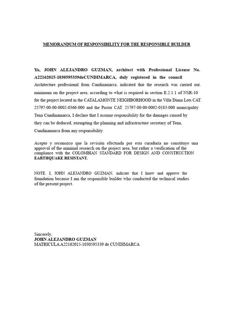Contractor's Responsibility Memorandum | PDF