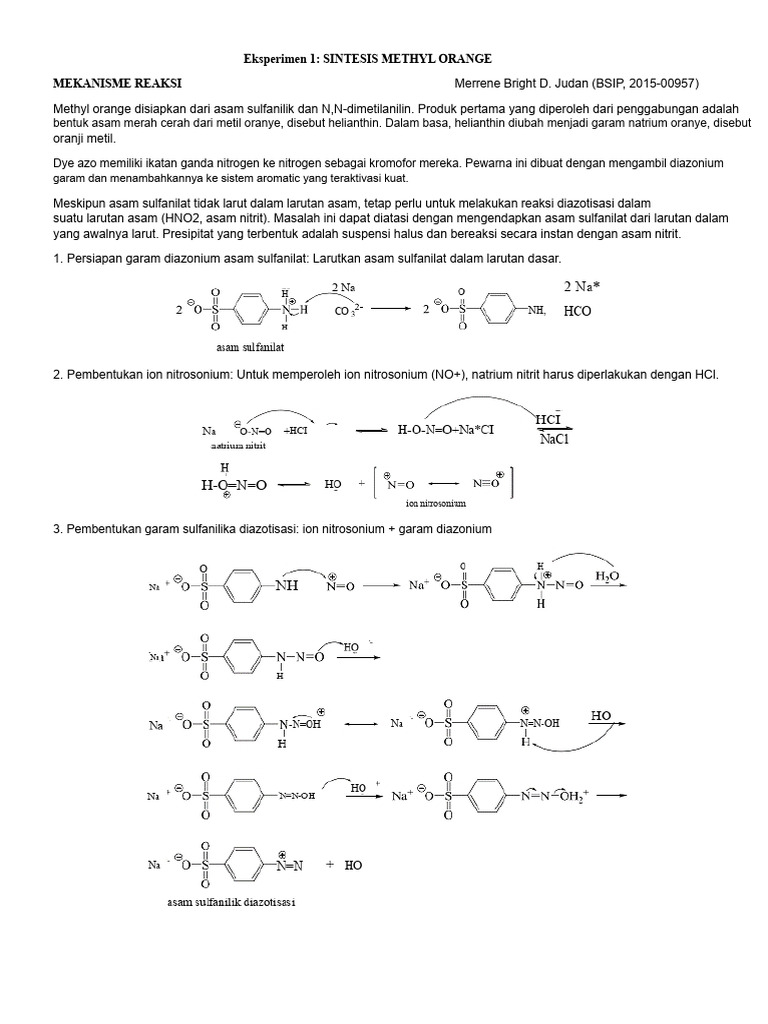 Sintesis Methyl Orange: Proses dan Mekanisme | PDF