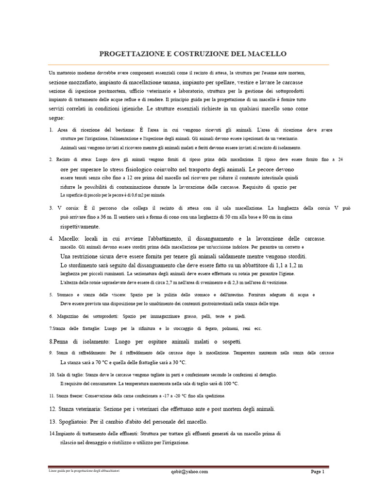 Progettazione e Costruzione Di Macelli | PDF