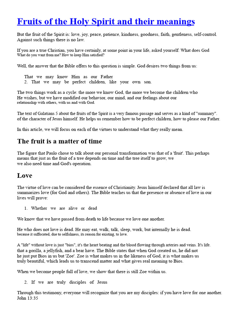 Understanding the Fruits of the Spirit | PDF | Fruit Of The Holy Spirit ...