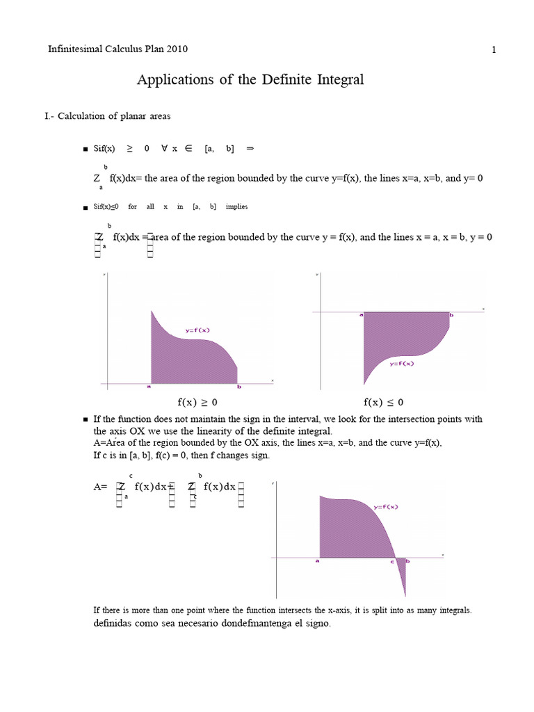 Definite Integral Applications Explained | PDF | Integral | Area