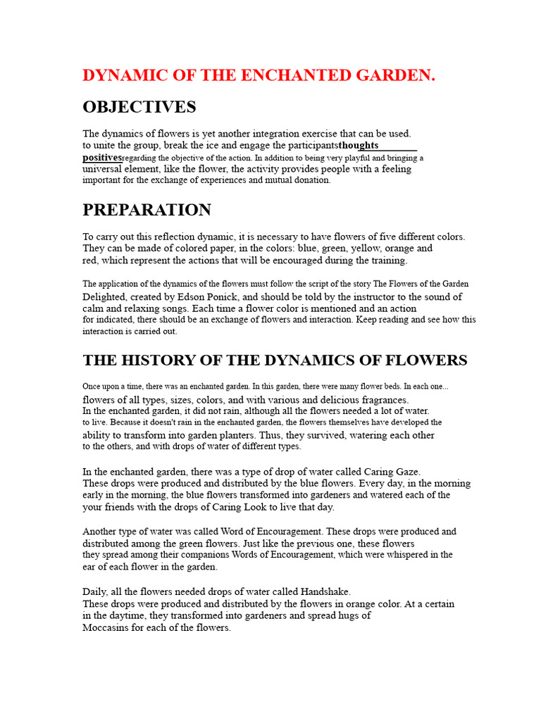 Enchanted Garden Dynamics Activity | PDF | Psychology