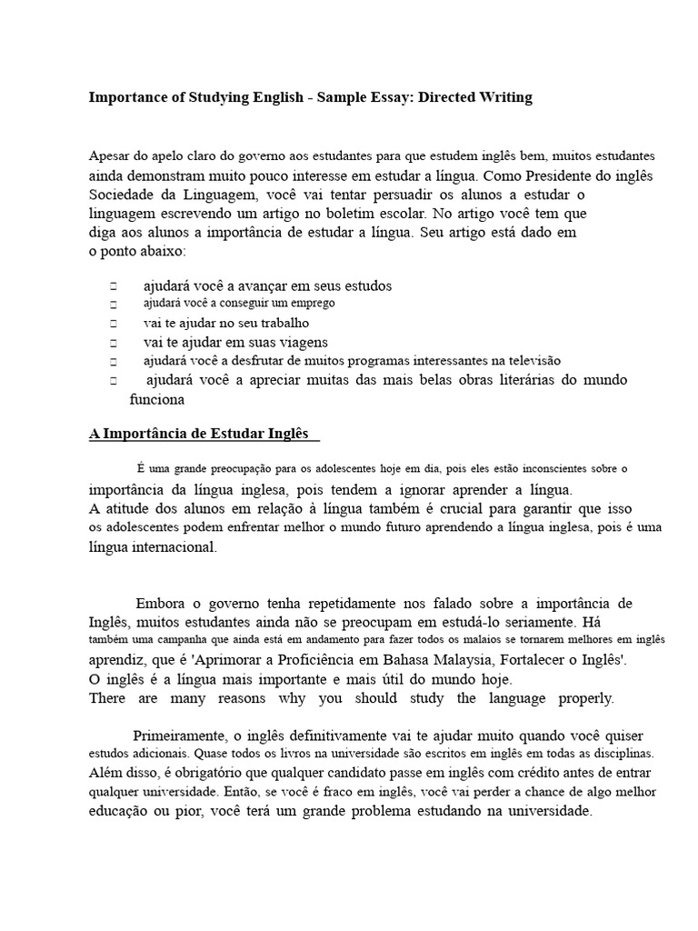Importância do Estudo do Inglês | PDF | Língua inglesa