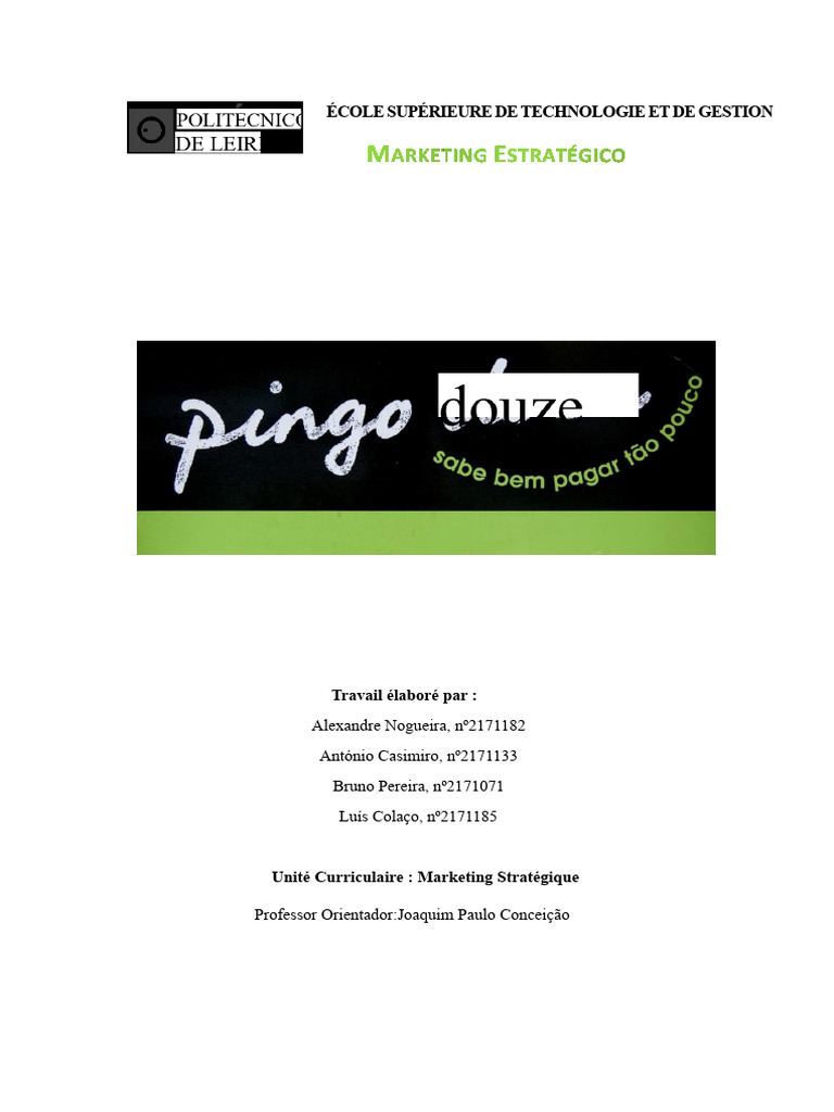 Analyse Stratégique de Pingo Doce | PDF | Marque | Commercialisation