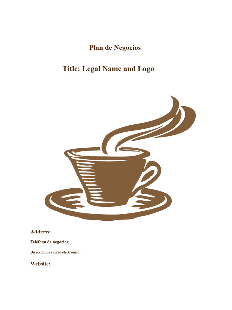 Plantilla de Plan de Negocios para Cafetería | PDF | Plan de negocios ...