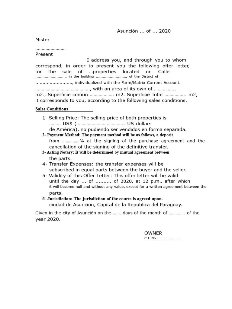 OFFER LETTER MODEL Offer Letter | PDF