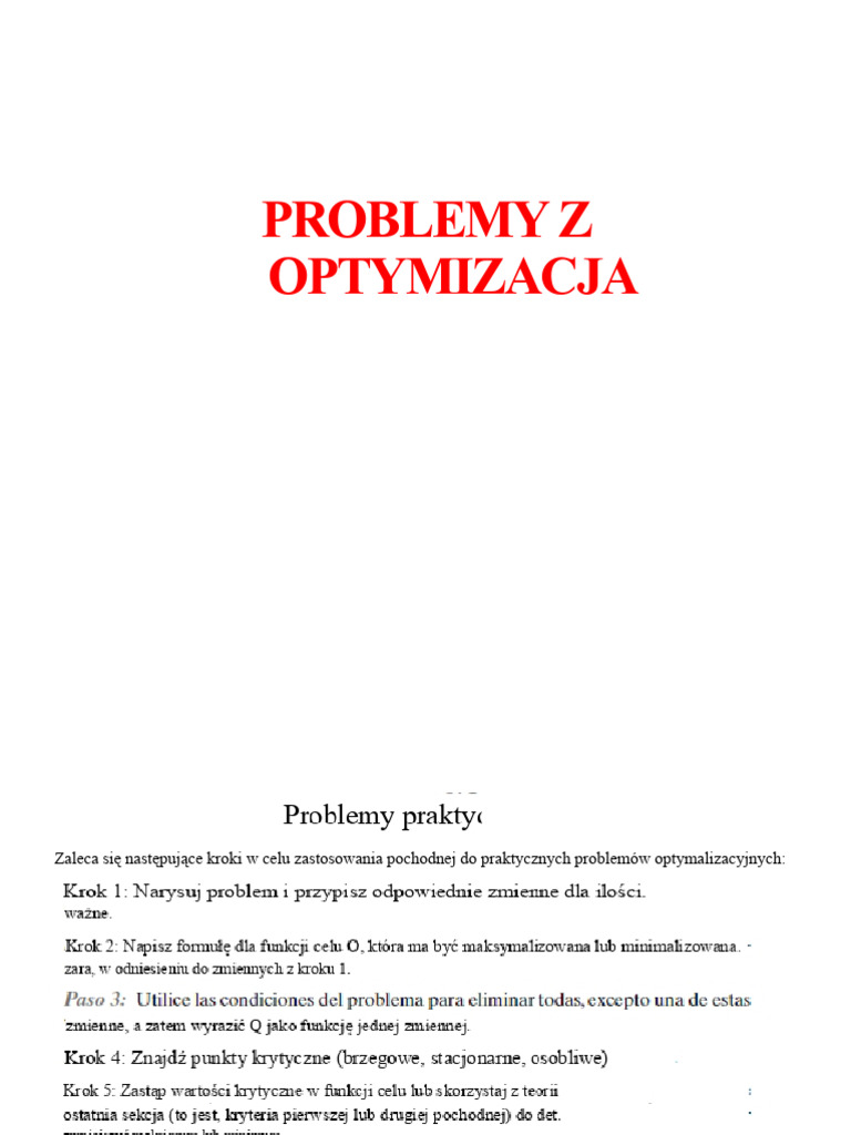 Problemy optymalizacji 1 | PDF