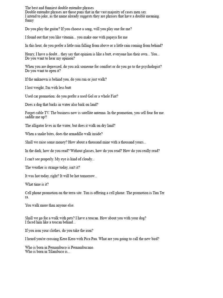 The Best and Funniest Double Entendre Phrases. | PDF