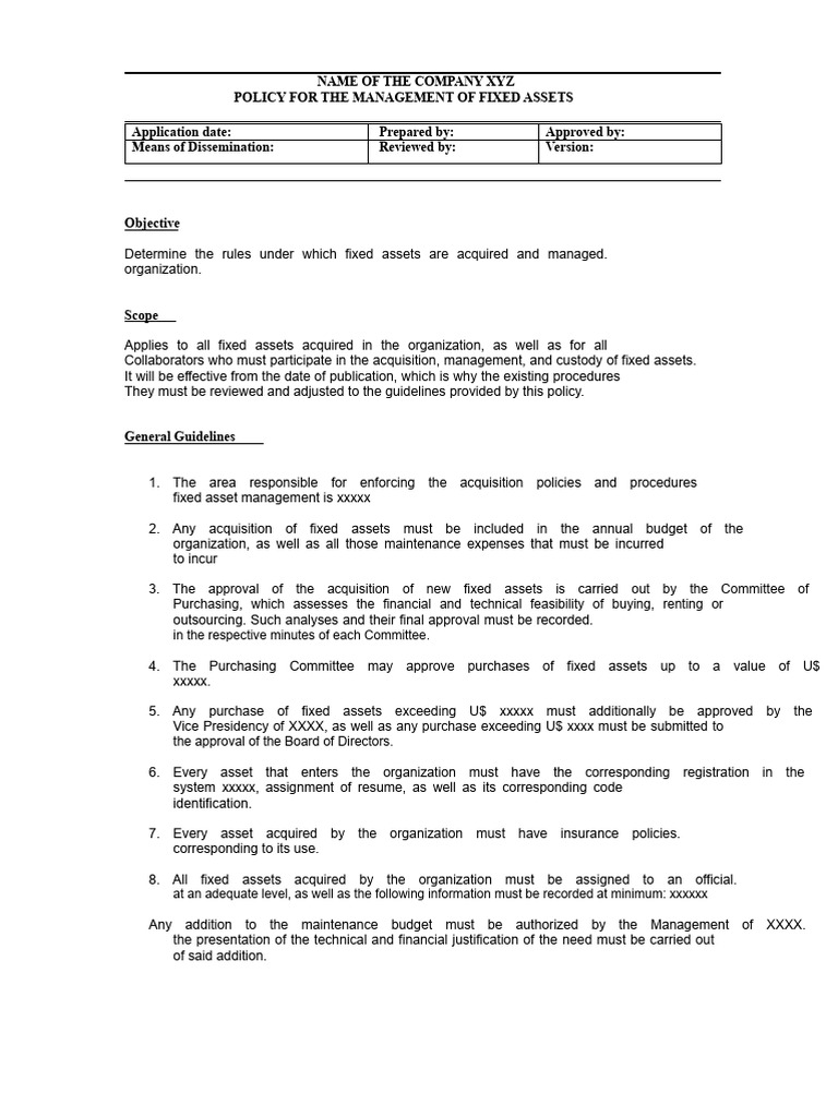 Fixed Asset Management Policy Guide | PDF | Budget | Expense
