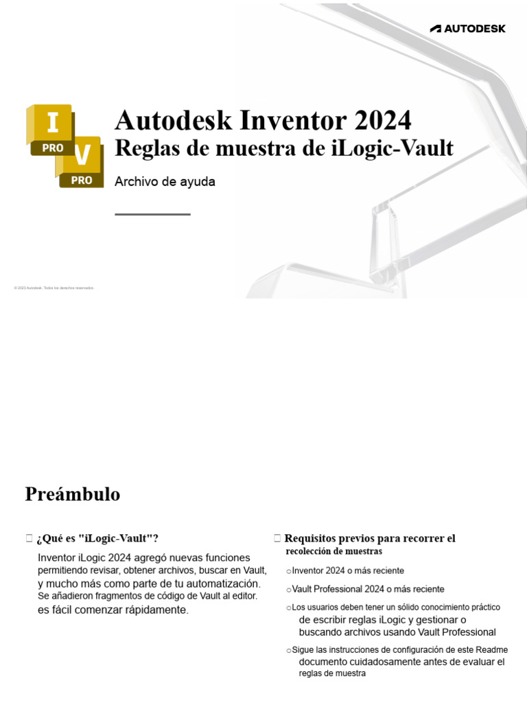 Reglas de Muestra de iLogic-Vault de Autodesk Inventor 2024 | PDF ...