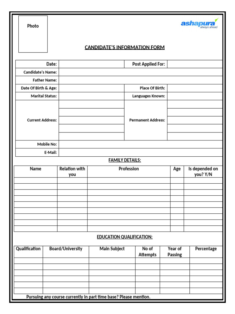 Cadidate Interview Form | PDF