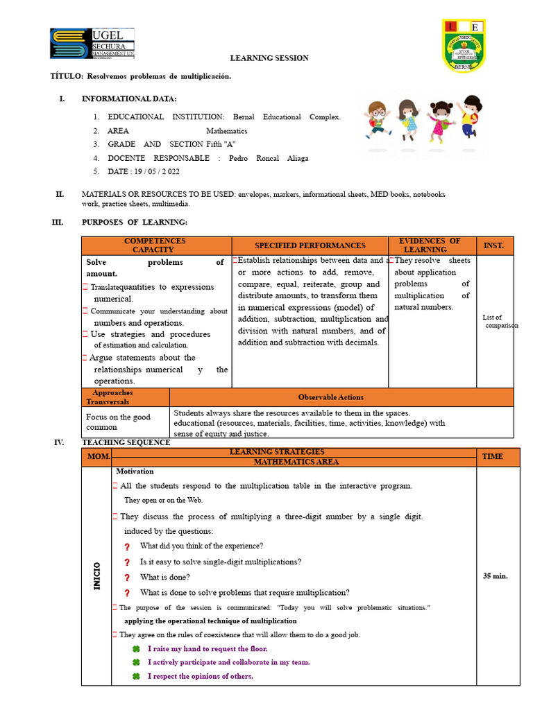 Multiplication Problem-Solving Session | PDF | Multiplication | Learning
