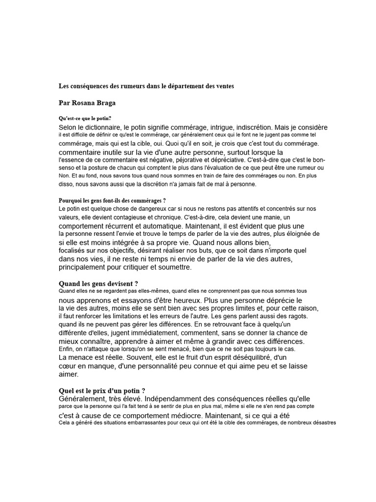 Impact des rumeurs sur les ventes | PDF | Amour | Psychologie