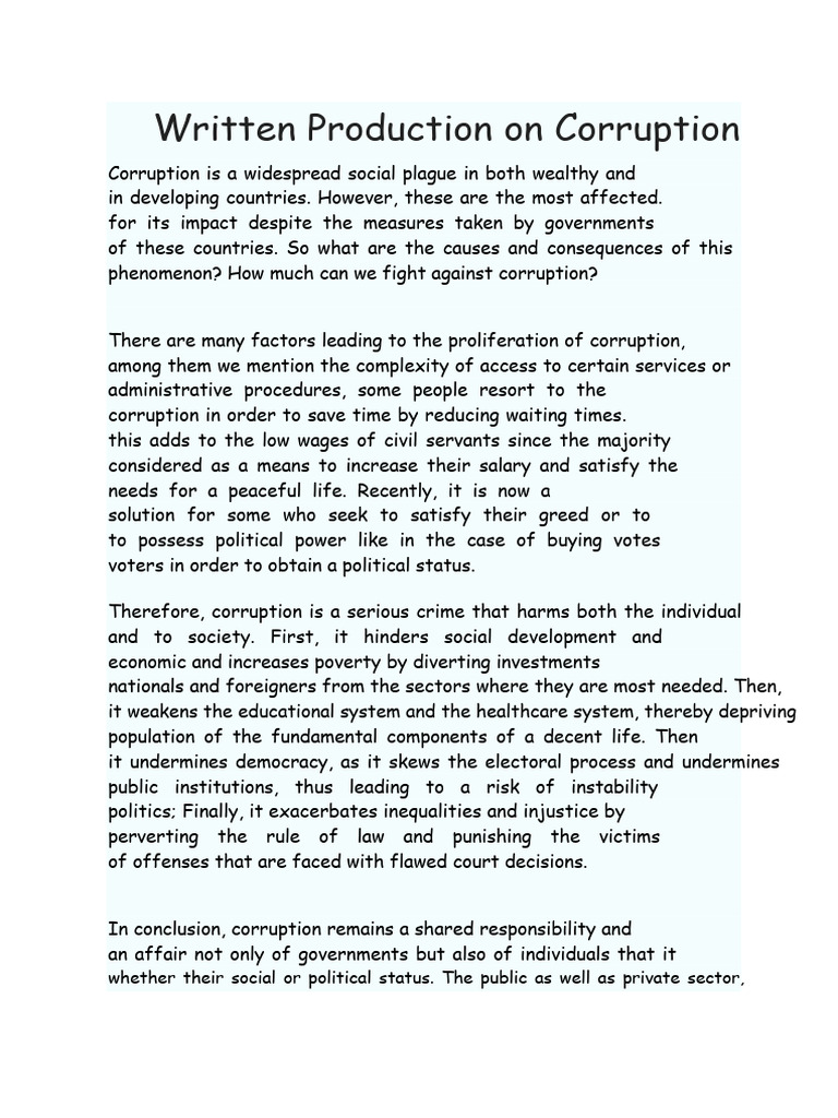 Causes and Consequences of Corruption | PDF