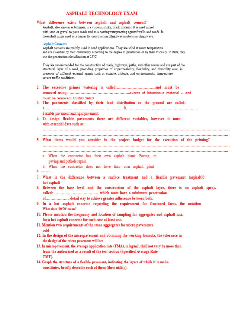 Asphalt Technology Exam Overview | PDF | Road Surface | Road