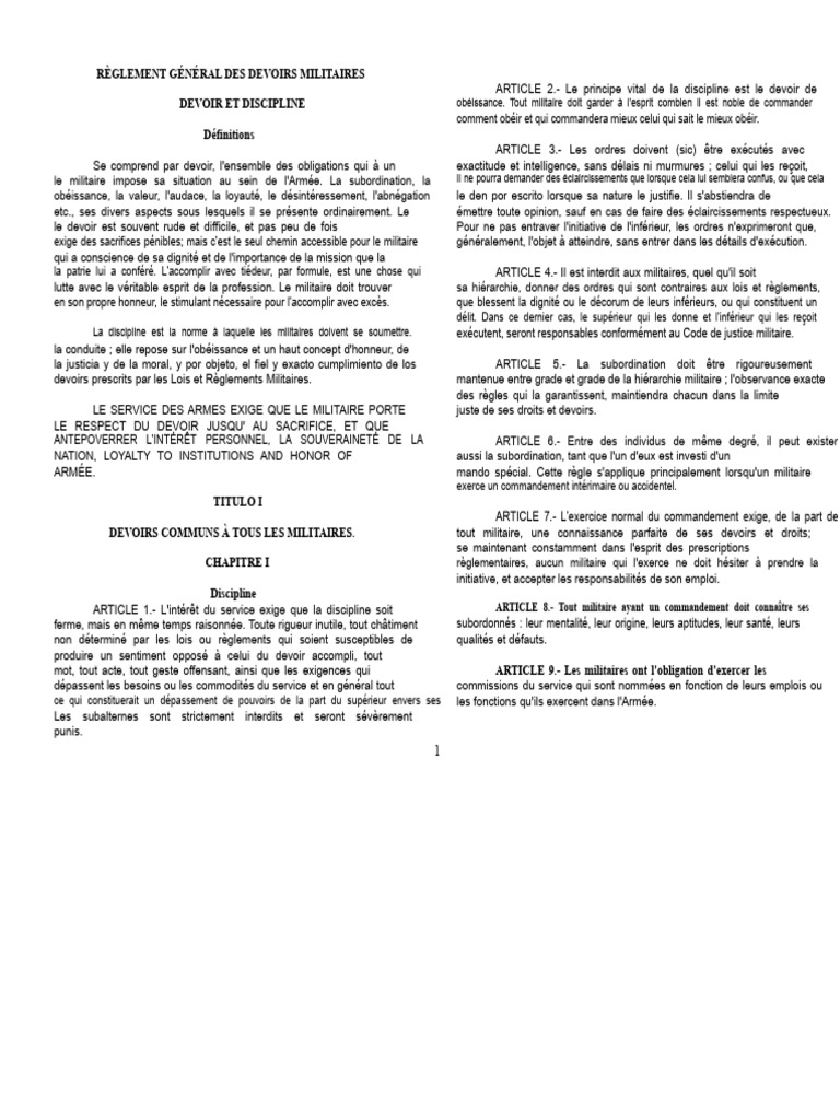 Devoirs et Discipline Militaires | PDF | Justice | Crime et violence