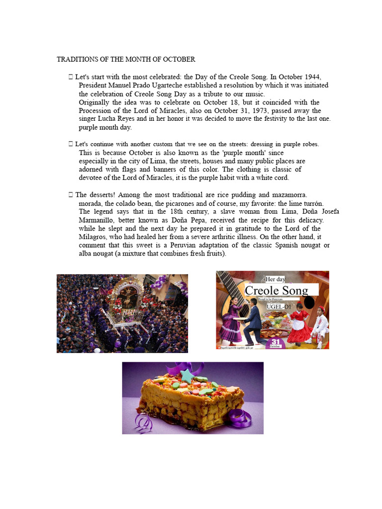 Traditions of The Month of October | PDF