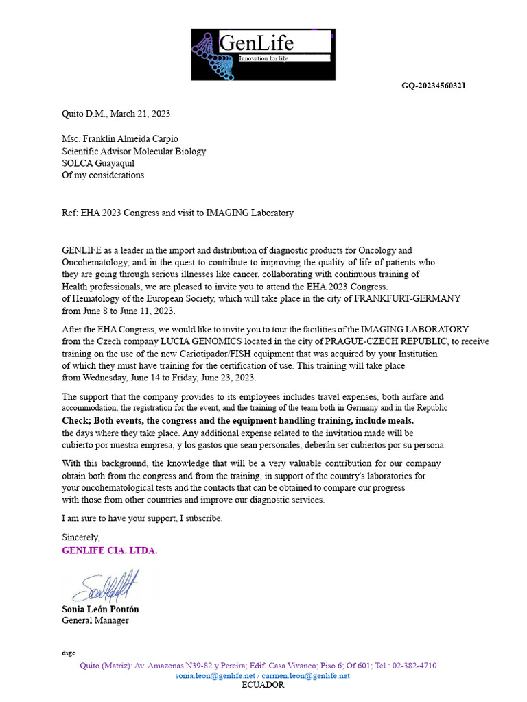 LETTER Invitation To Congress | PDF