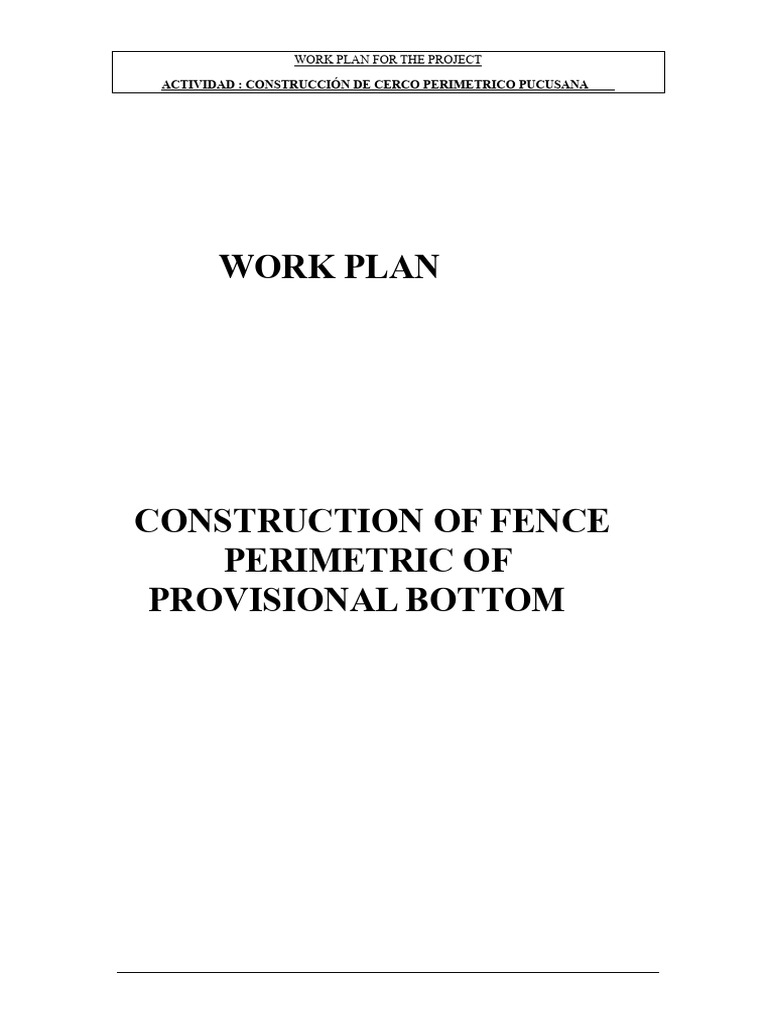 Pucusana Perimeter Fence Work Plan | PDF | Concrete | Noise