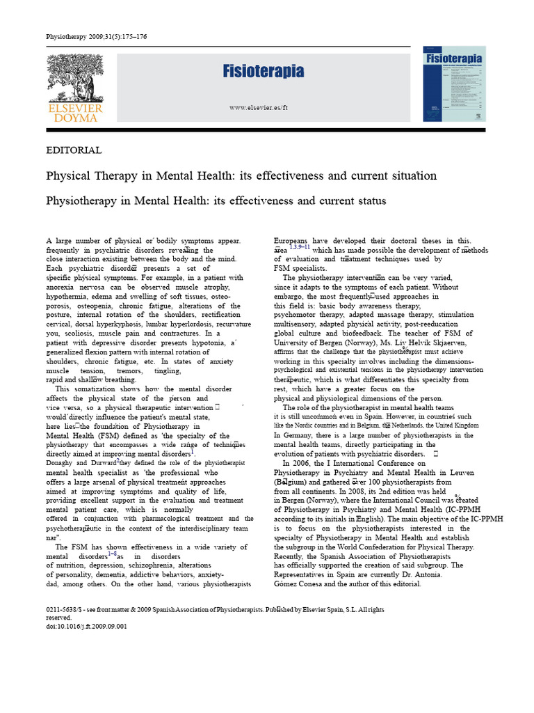 Physiotherapy's Role in Mental Health | PDF | Physical Therapy | Mental ...