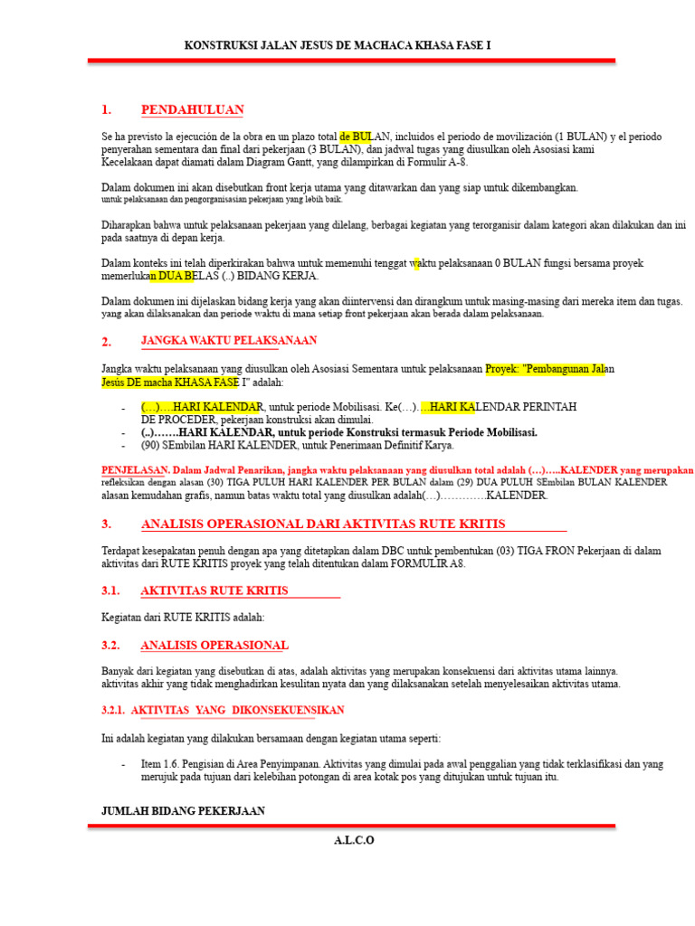 3. Jumlah Front Pekerjaan DRAF | PDF