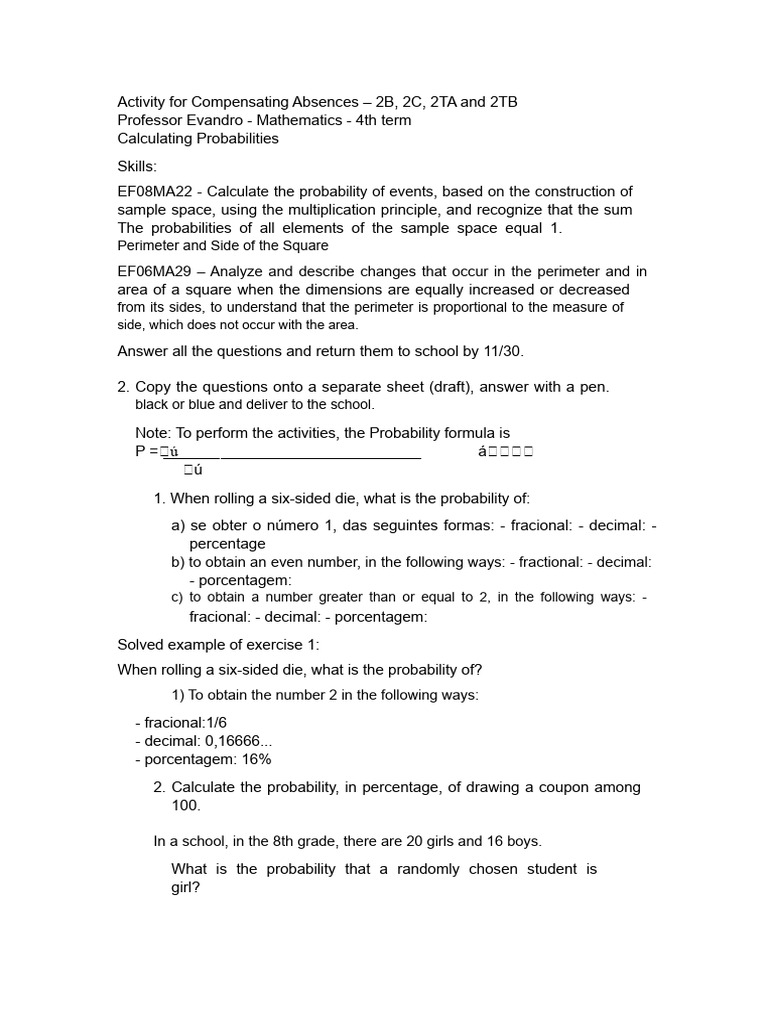 Probability and Geometry Activities for Students | PDF | Area | Probability