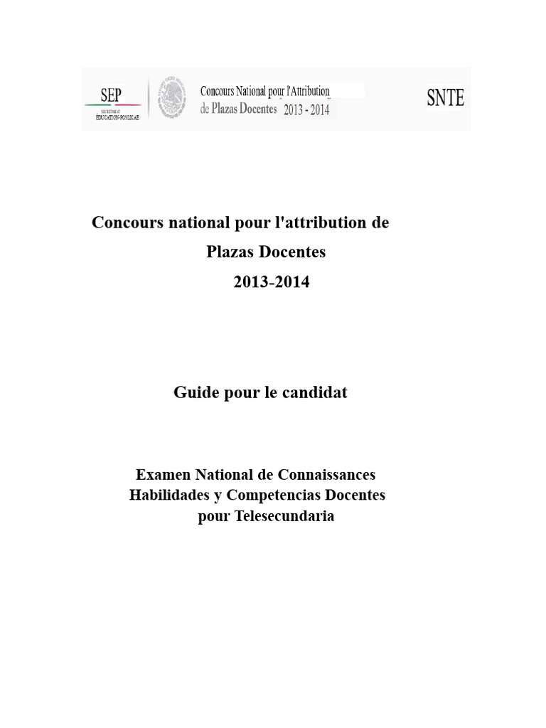 Guide du candidat pour l'examen 2013-2014 | PDF | Pédagogie | Apprentissage