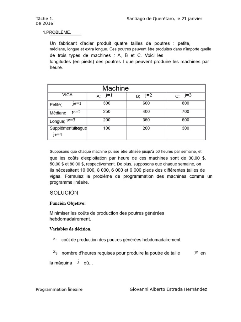 Programmation linéaire pour la production industrielle | PDF ...
