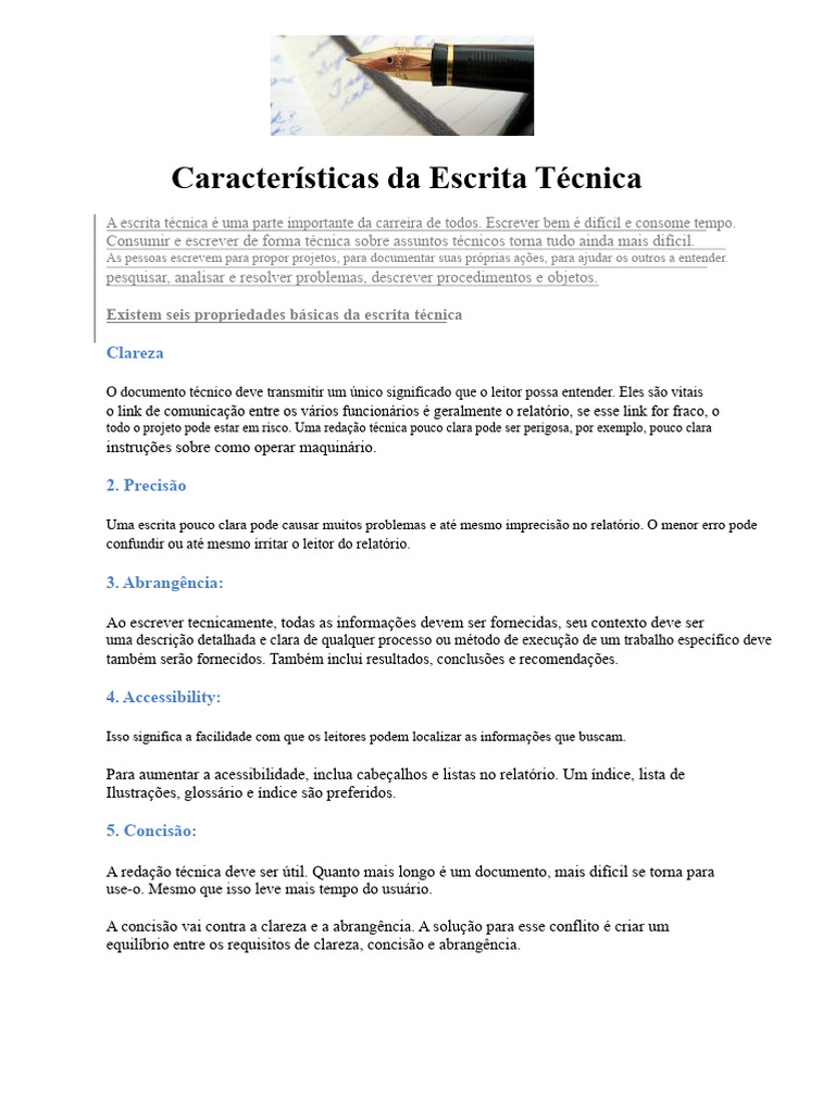 Propriedades da Escrita Técnica Eficaz | PDF | Abstract (resumo ...