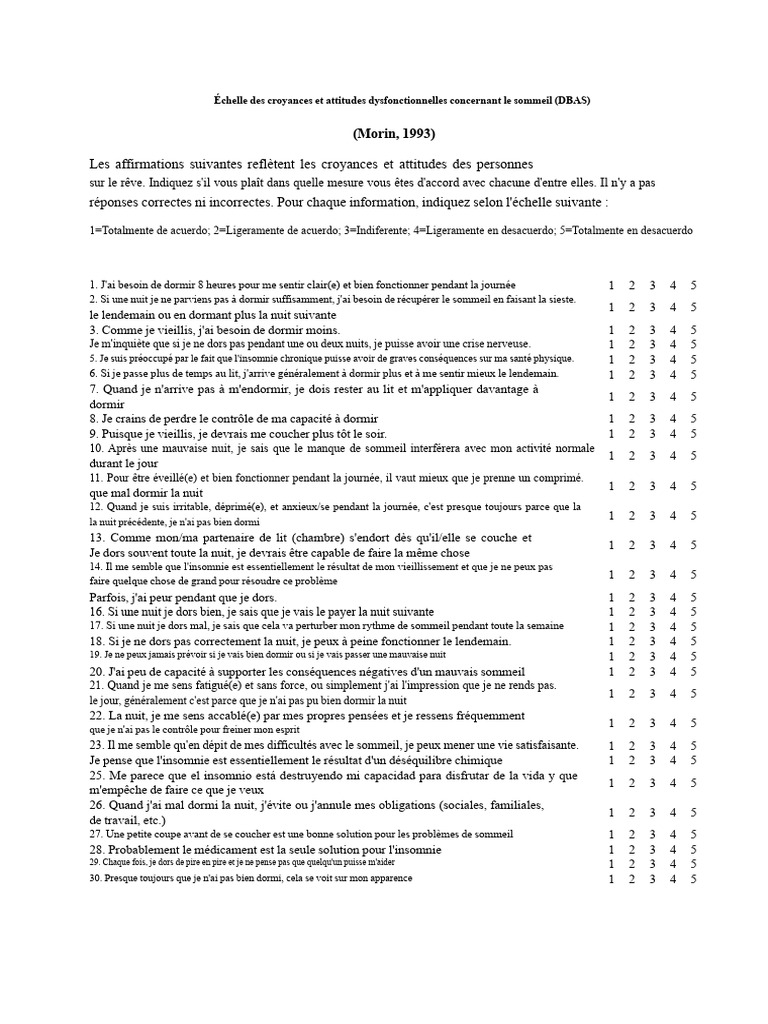 Croyances dysfonctionnelles sur le sommeil | PDF | Sommeil | Insomnie