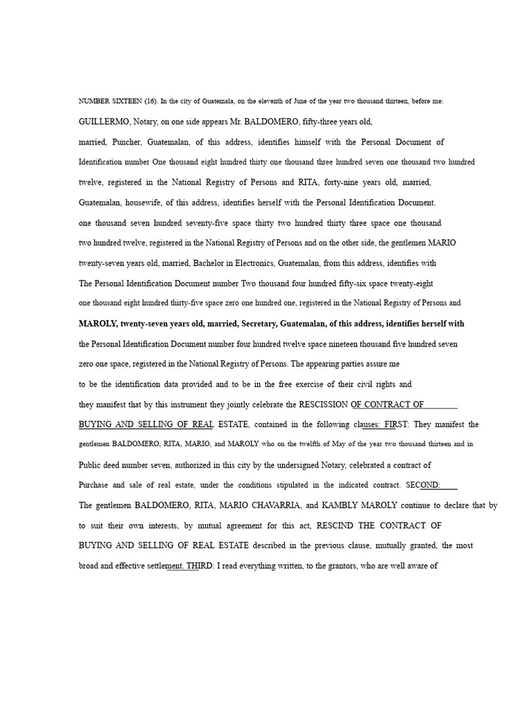 Rescission of Real Estate Contract | PDF | Civil Law (Legal System ...