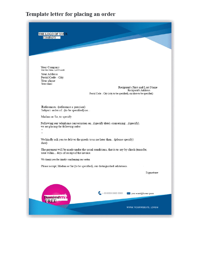 Order Placement Email Template | PDF
