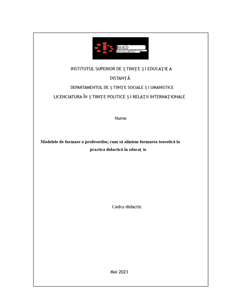 Modele de Formare A Profesorilor | PDF