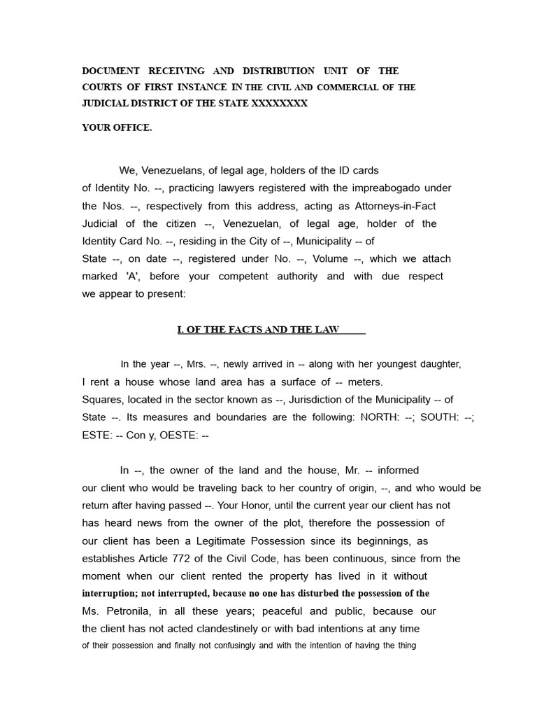 Acquisitive Prescription Request for Property | PDF | Property ...