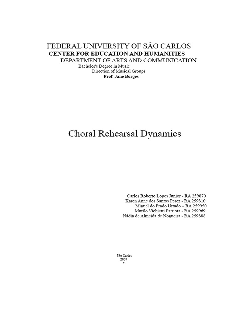 Choral Rehearsal Dynamics Guide | PDF | Choir | Conducting
