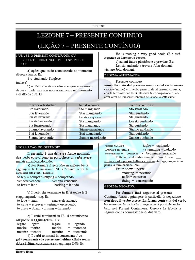 07-Lezione 7 Presente Continuo | PDF