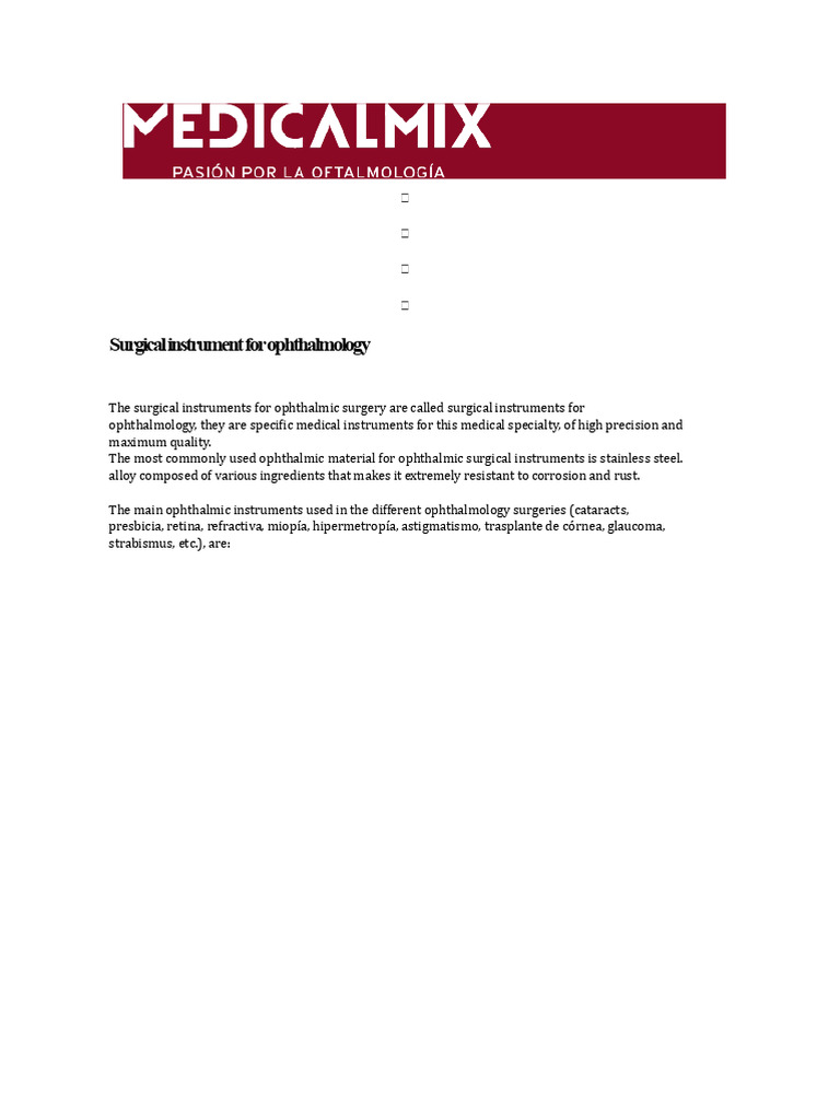 Ophthalmic Surgical Instruments Guide | PDF | Cornea | Ophthalmology