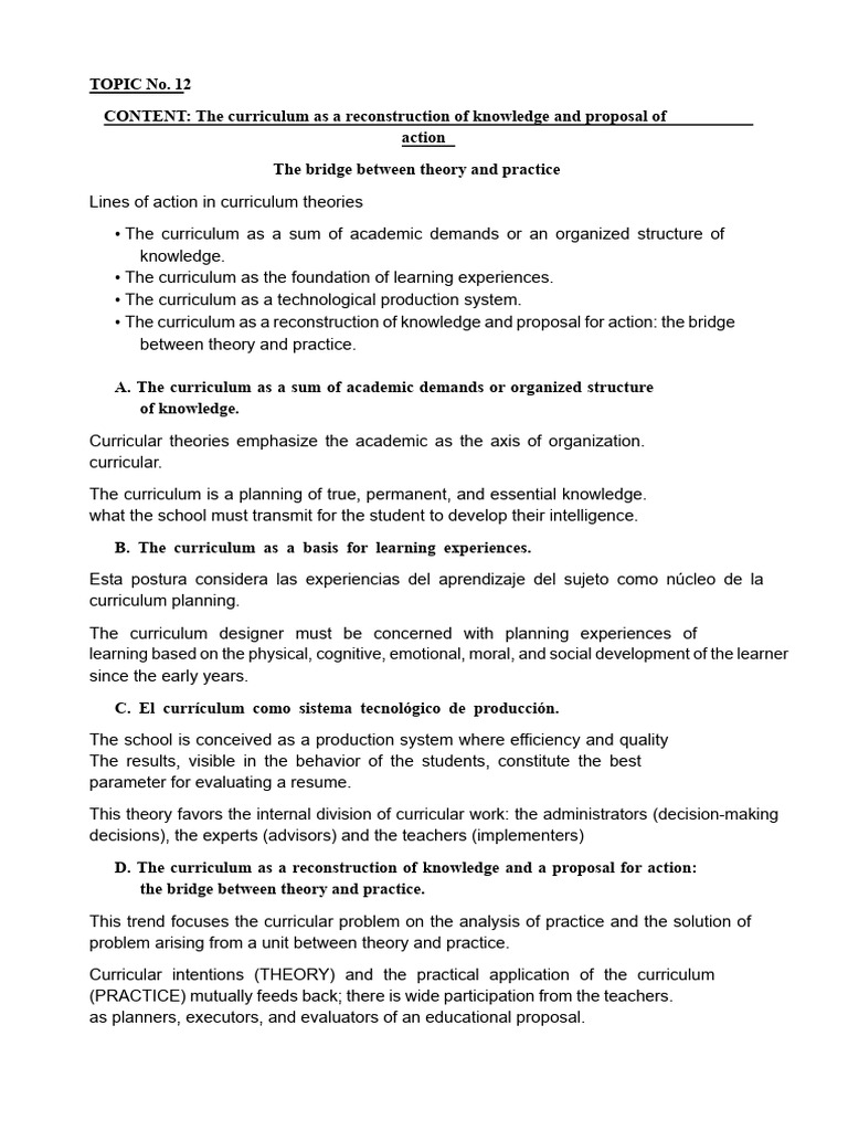 Curriculum Theory and Practice Integration | PDF | Curriculum | Knowledge