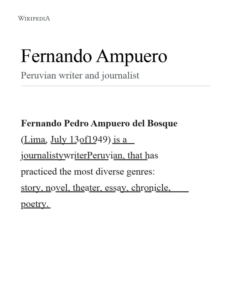 Fernando Ampuero: Peruvian Writer & Journalist | PDF | Peru | Writing