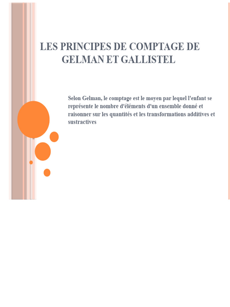 Principes de comptage selon Gelman et Gallistel | PDF