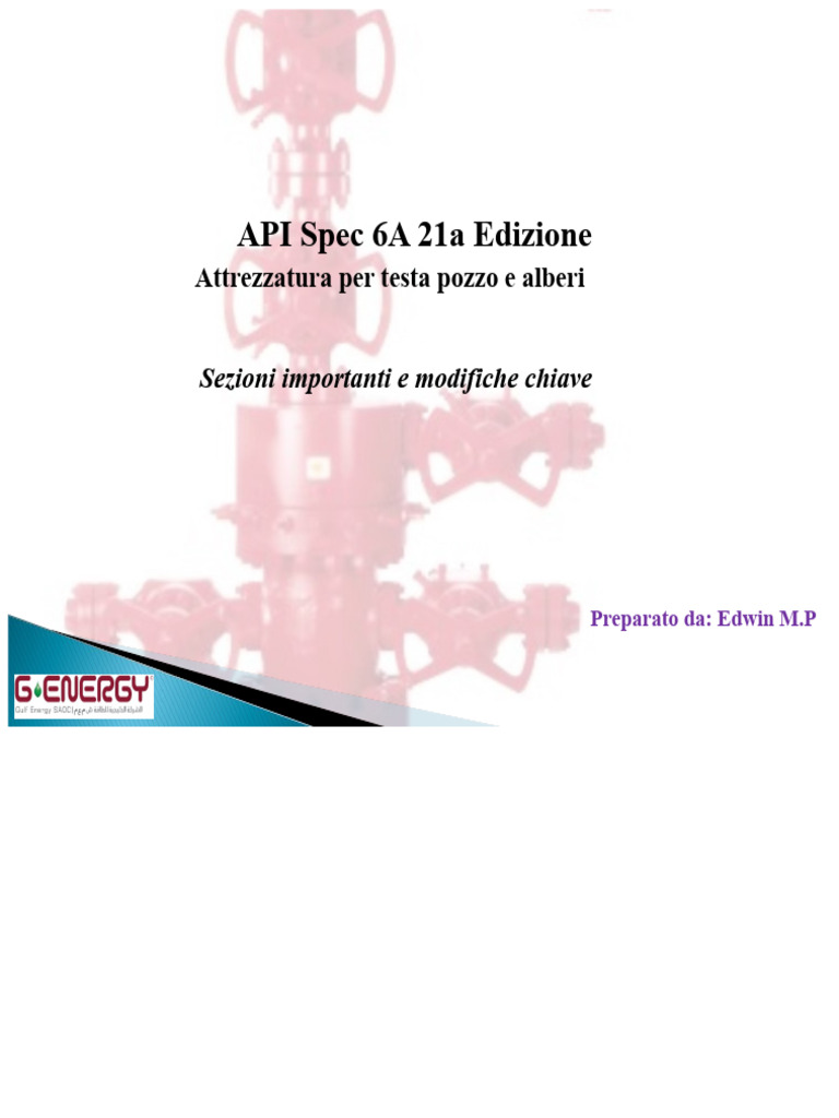 Modifiche Alla 21a Edizione Della Specifica API 6A | PDF