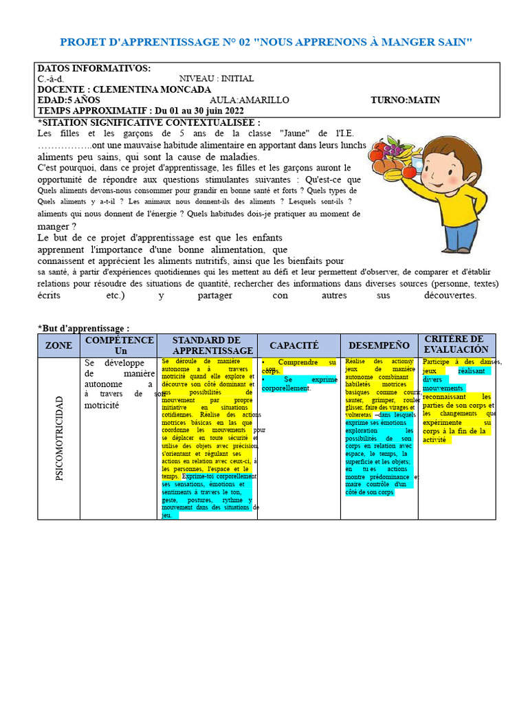 Apprendre à Manger Sainement à 5 Ans | PDF | Nourritures | Apprentissage