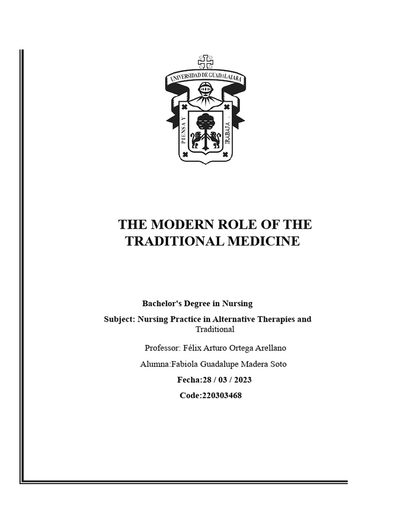 Modern Importance of Traditional Medicine | PDF | Traditional Medicine ...
