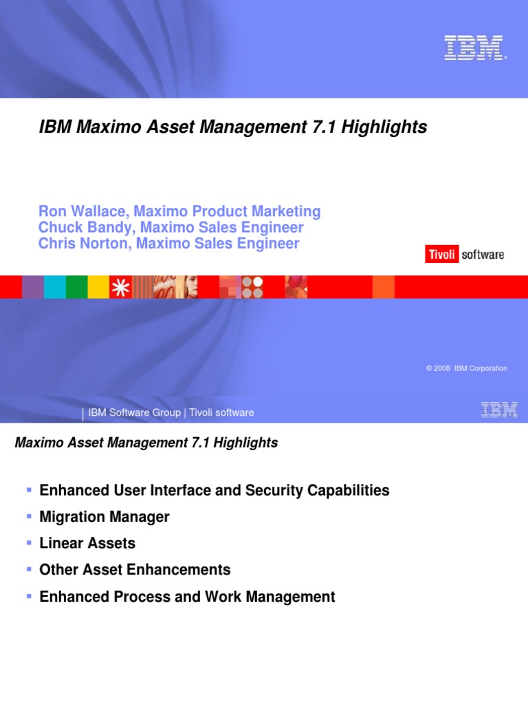 Maximo Asset Managment Version 7 1 Overview PDF Databases
