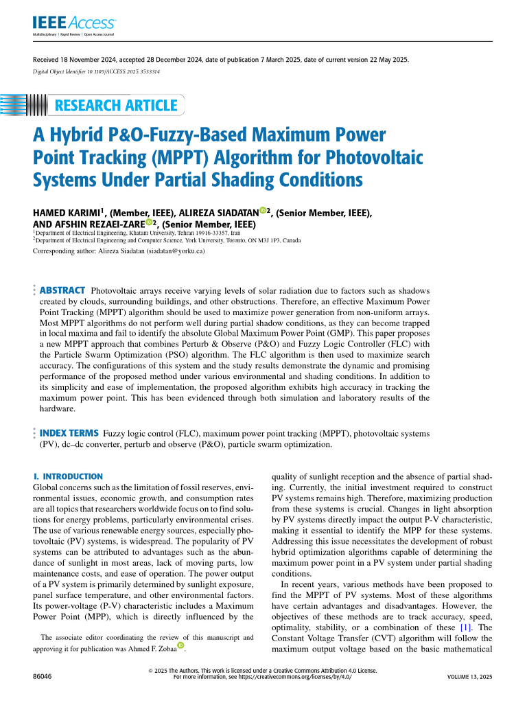 A Hybrid PampO-Fuzzy-Based Maximum Power Point Tracking MPPT Algorithm ...