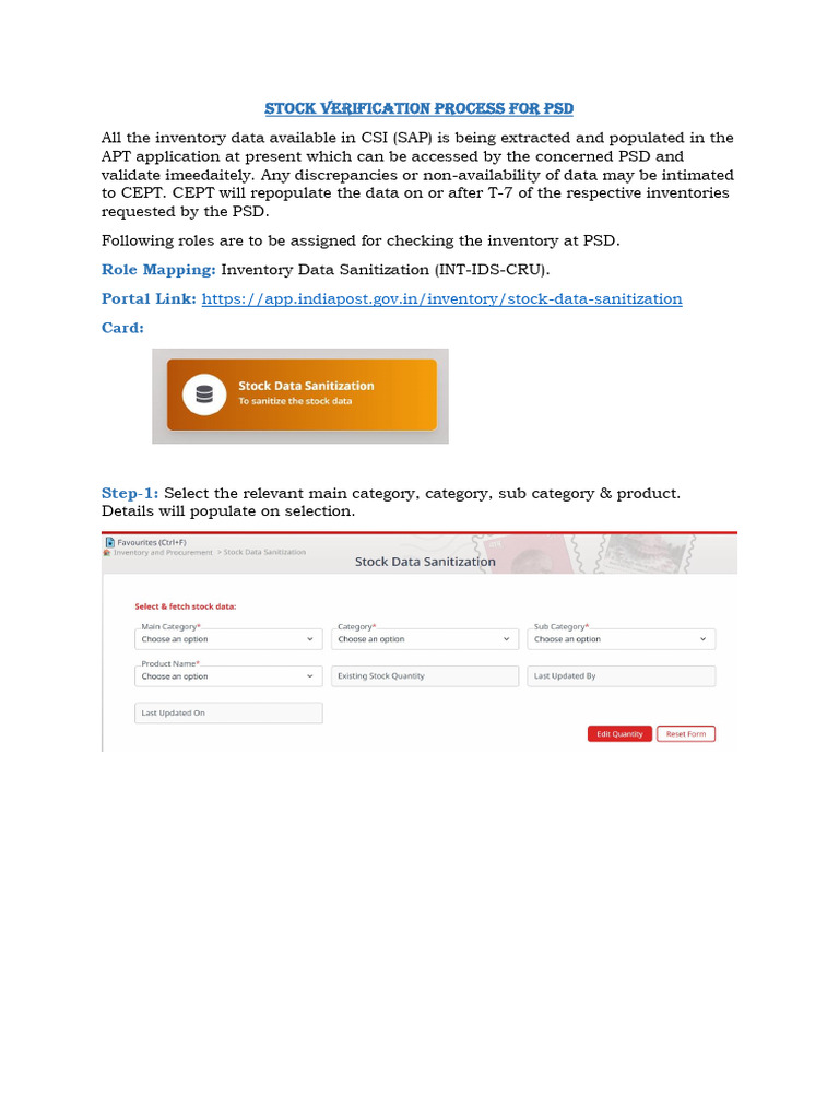 Stock Verification Process for PSD | PDF