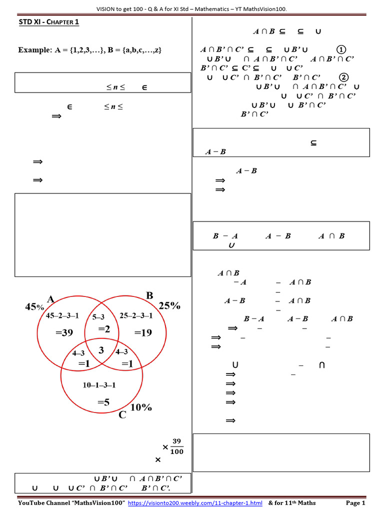 XI Std Maths: Sets, Relations, Functions | PDF | Mathematical Logic ...
