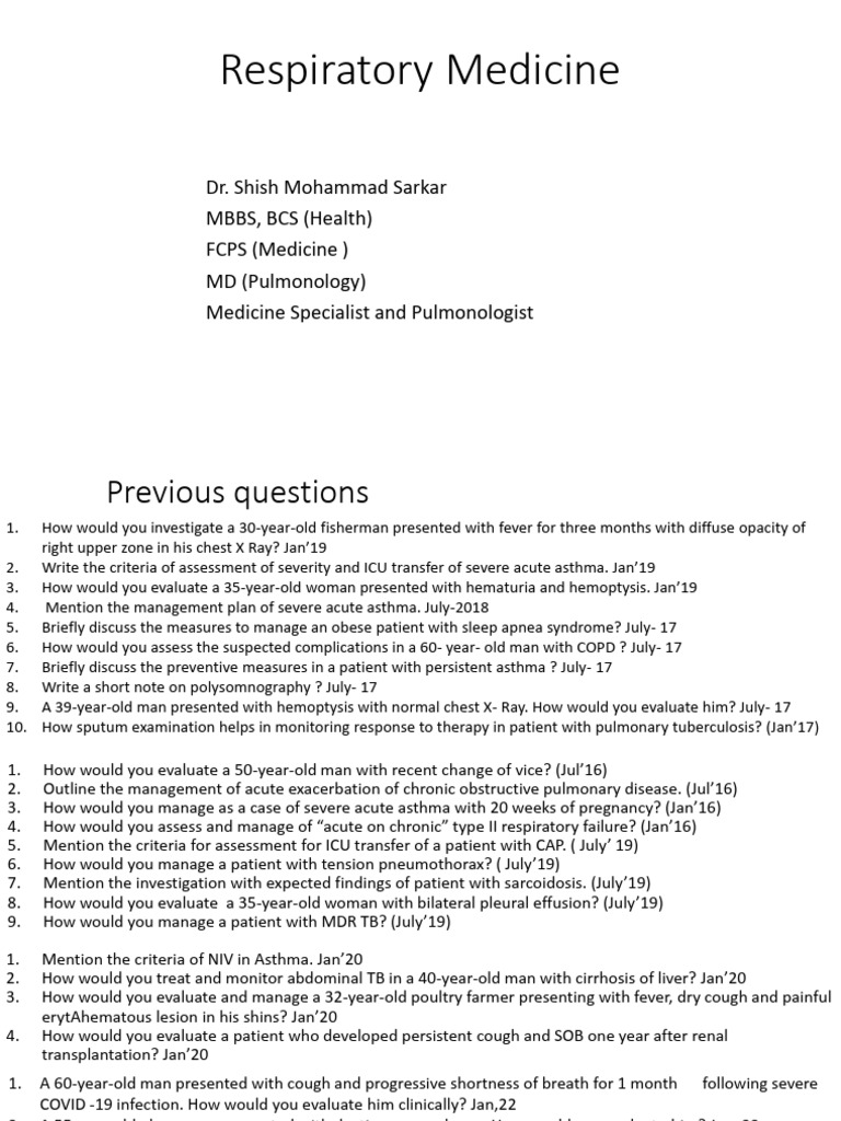 Respiratory Medicine July, 23 | PDF | Sepsis | Pulmonology
