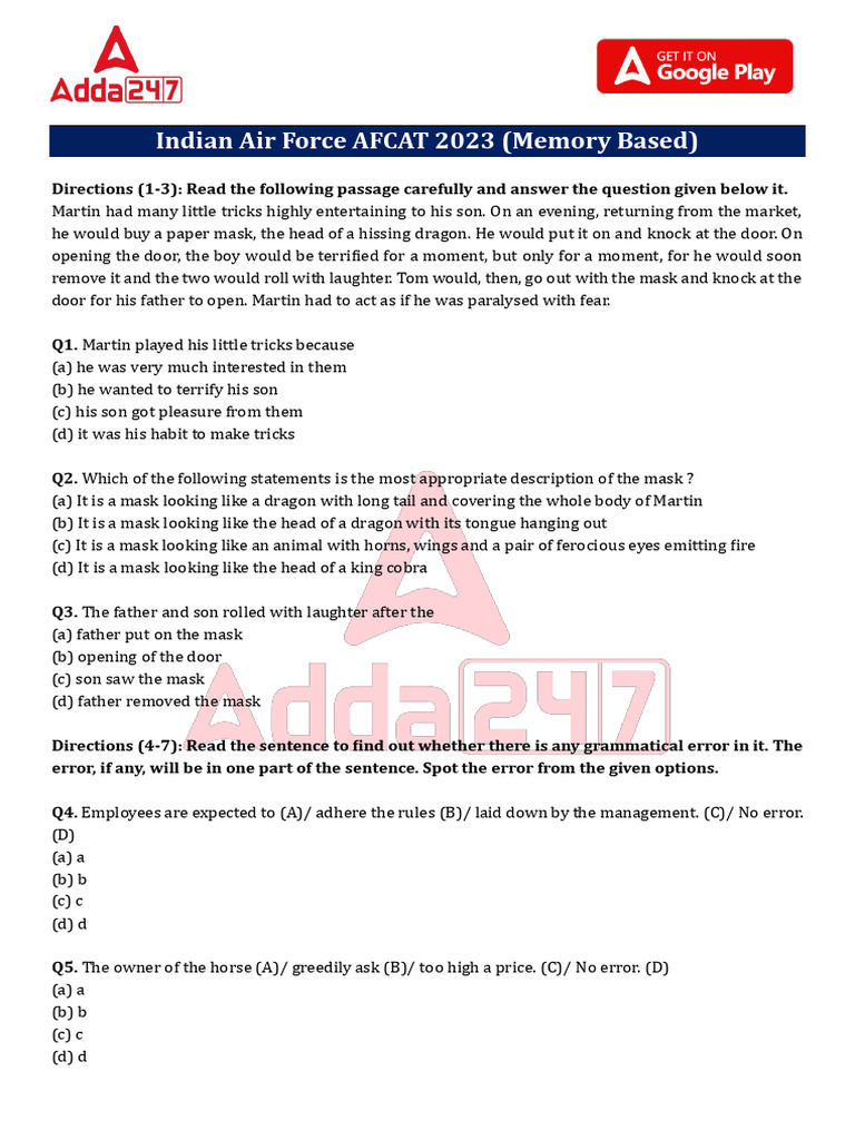 AFCAT 2023 Practice Questions Guide | PDF | Electron | Cathode