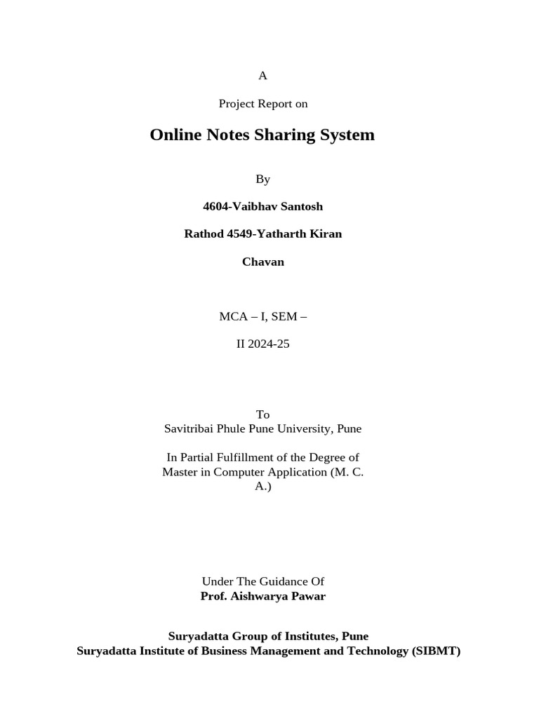 Online Notes Sharing System Report | PDF | Login | Password
